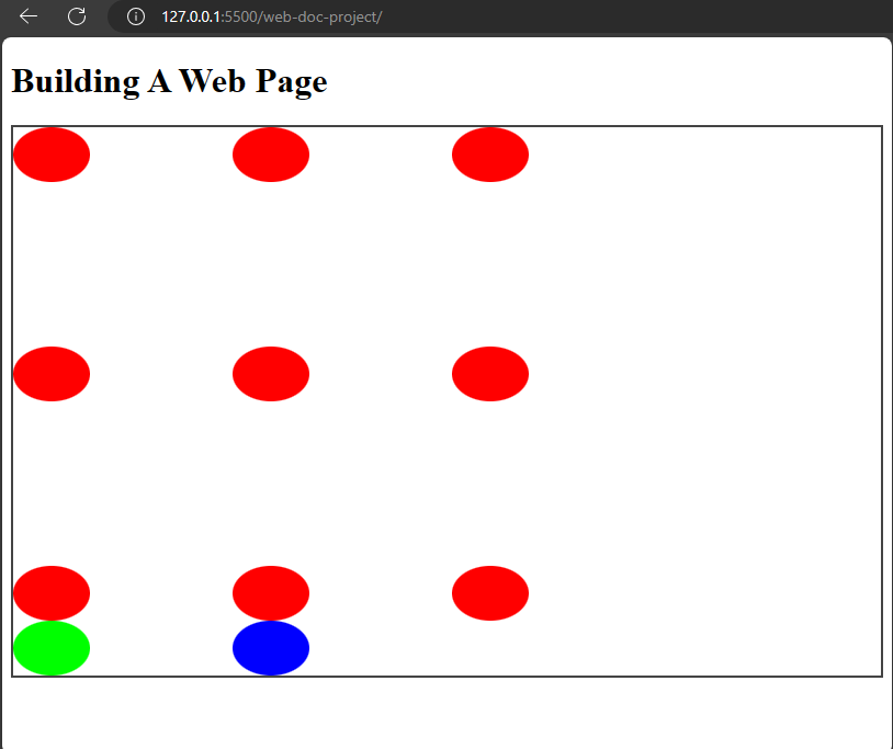 A screenshot of grid property on css