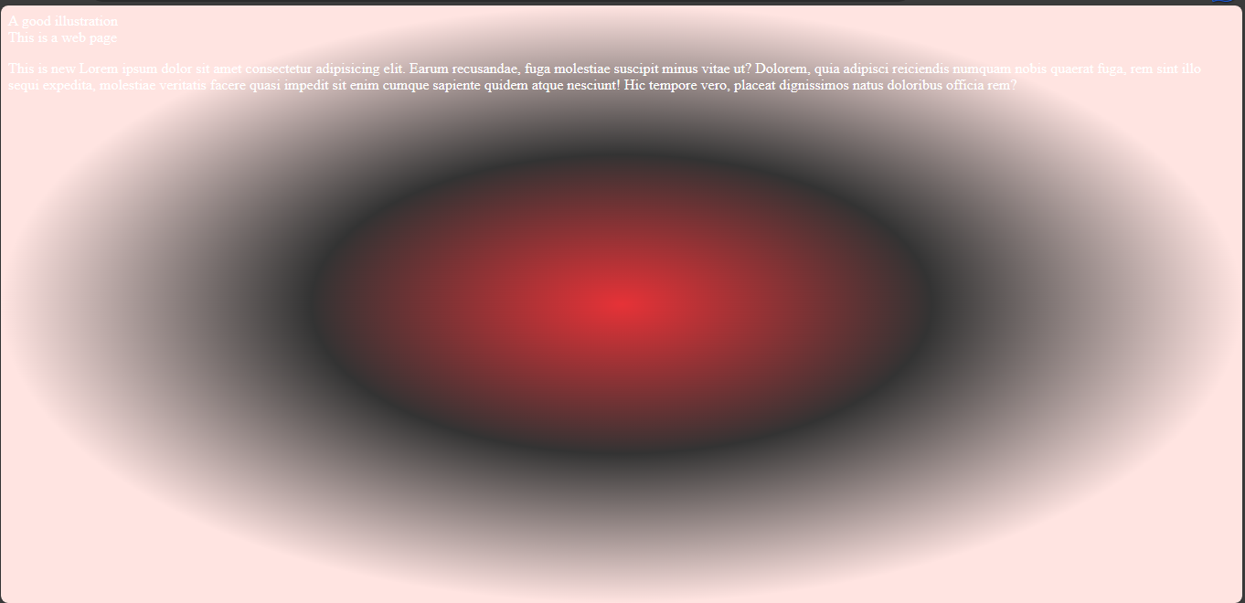 A screenshot of radial gradient property on css